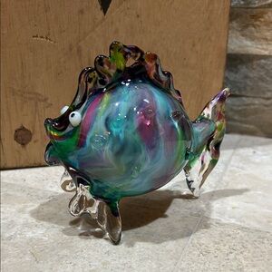SOLD- Hand-blown Glass Puffer Fish Figurine
